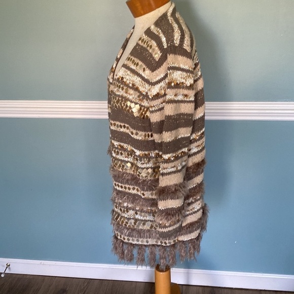 Chico’s Greta Cardigan textured sequins eyelash open front sweater. Chico’s Sz 2 - Picture 5 of 9